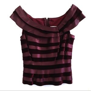 TADASHI - off shoulder velvet striped top - S